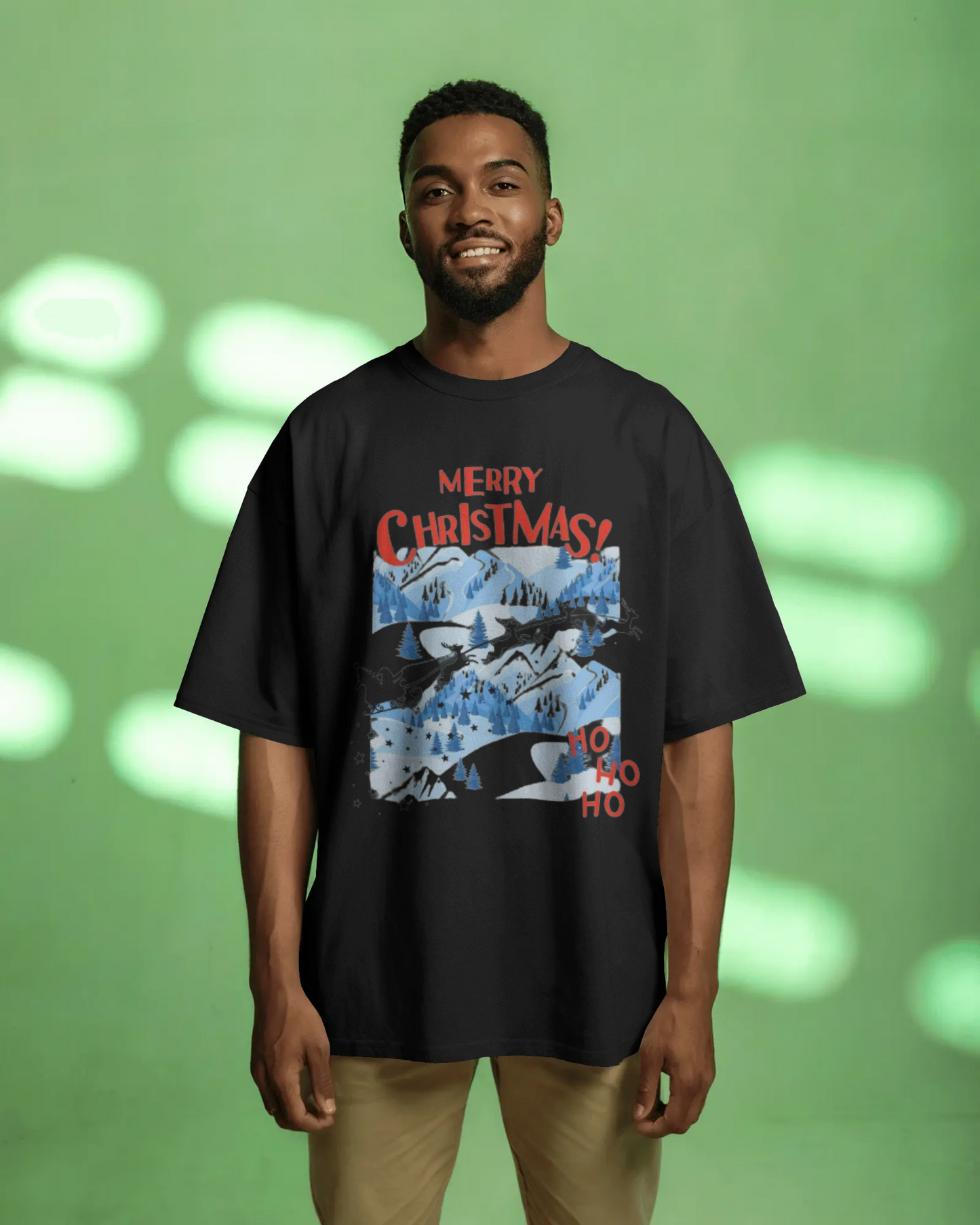 Merry Christmas Scenic Oversized T-shirt